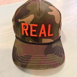 REAL Camouflage Cap with Orange Embroidery - brand new never worn